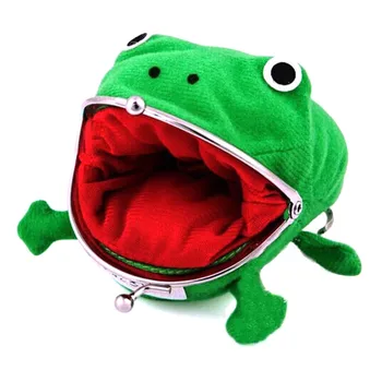 

2020 Animated cartoon Frog Shape Coin Purse Wallet Soft Furry Plush Wallet Storage Bag Portable Coin Purse