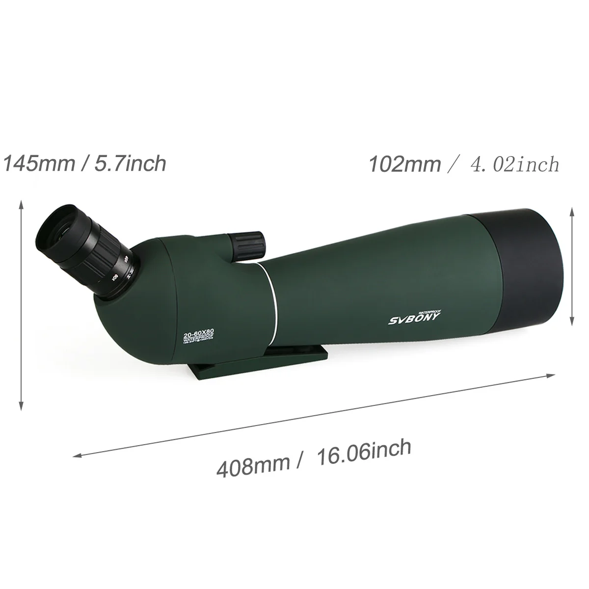 Svbony 20-60x80mm Zoom Зрительная труба для наблюдения за птицами Охота BAK4 призма FMC объектив Монокуляр телескоп Spyglass водонепроницаемый