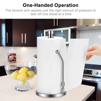 

Paper Towel Holder Stainless Steel Standing Tissue Holder One-Handed Tear, Perfect Modern Design for Kitchen Keeps Kitchens Coun