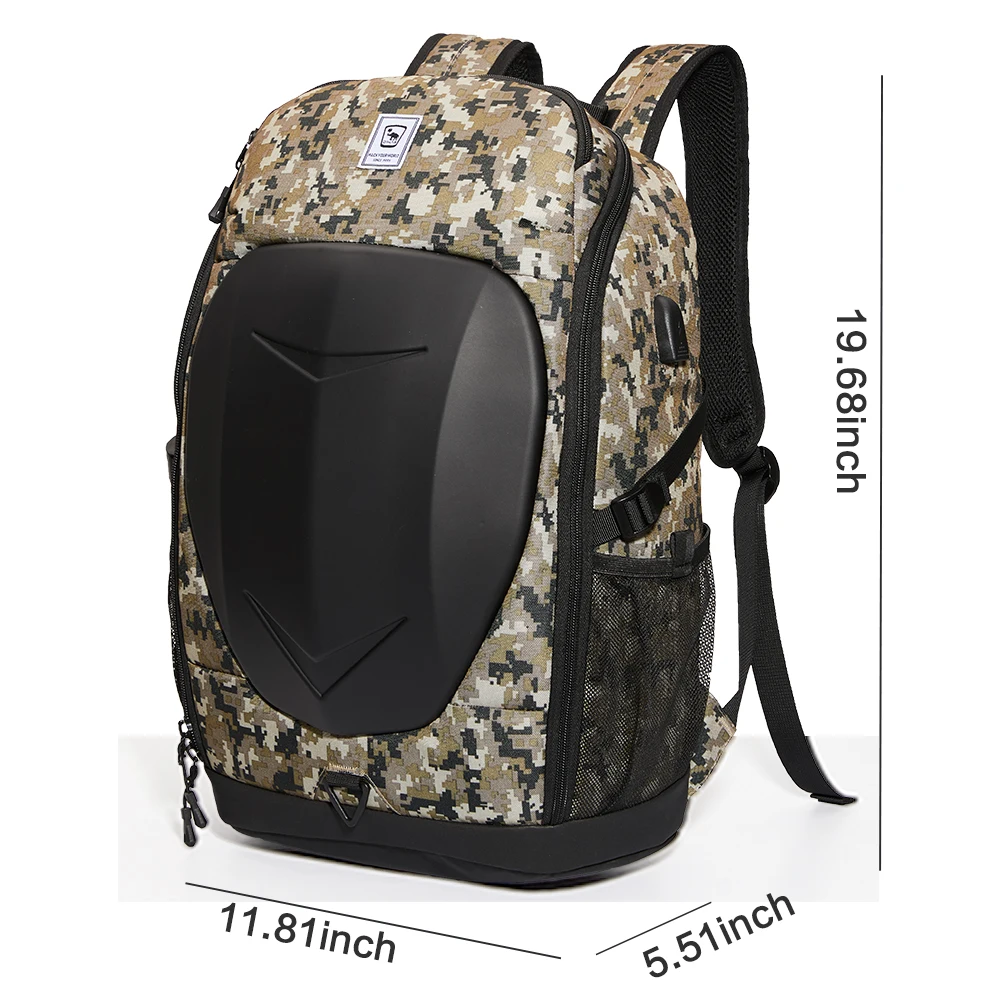Hard Shell Tactical Backpack 21L Laptop USB Charging Port Waterproof