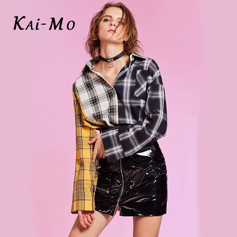 KAI moосенняя рубашка для женщин хлопковая клетчатая блузка большого размера