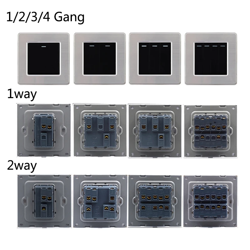  Wall Switches 1/2/3/4 Gang Button LED Lamp Light Switch On / Off Wall Switch Push Button Interrupto - 4000062183338