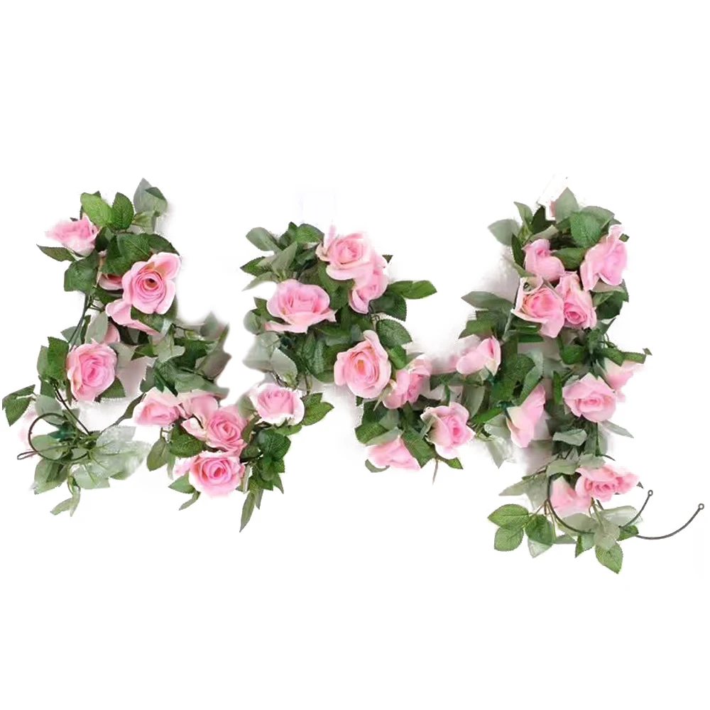 Simulation Rose Vines Home Decor 2.4M Artificial Rose Flowers Wedding Decoration Rose Flower String Beautiful