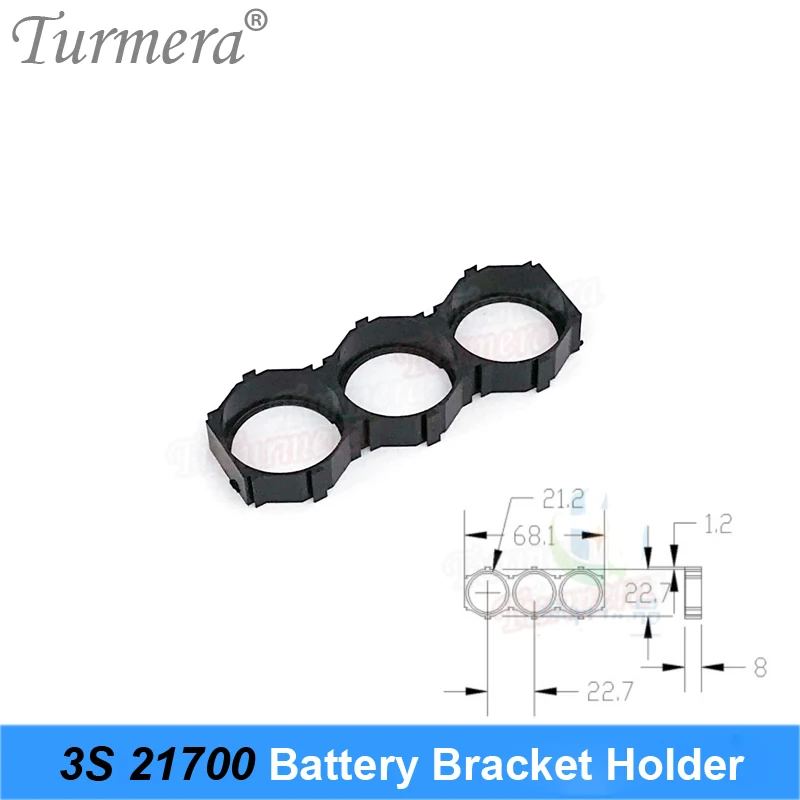 Turmera 10 개 3S 13S 21700 홀더 브래킷 ABS 접합 케이블 내부 구멍 직경 21.2mm 21.7mm 36V 48V 전자 자전거 배터리 사용