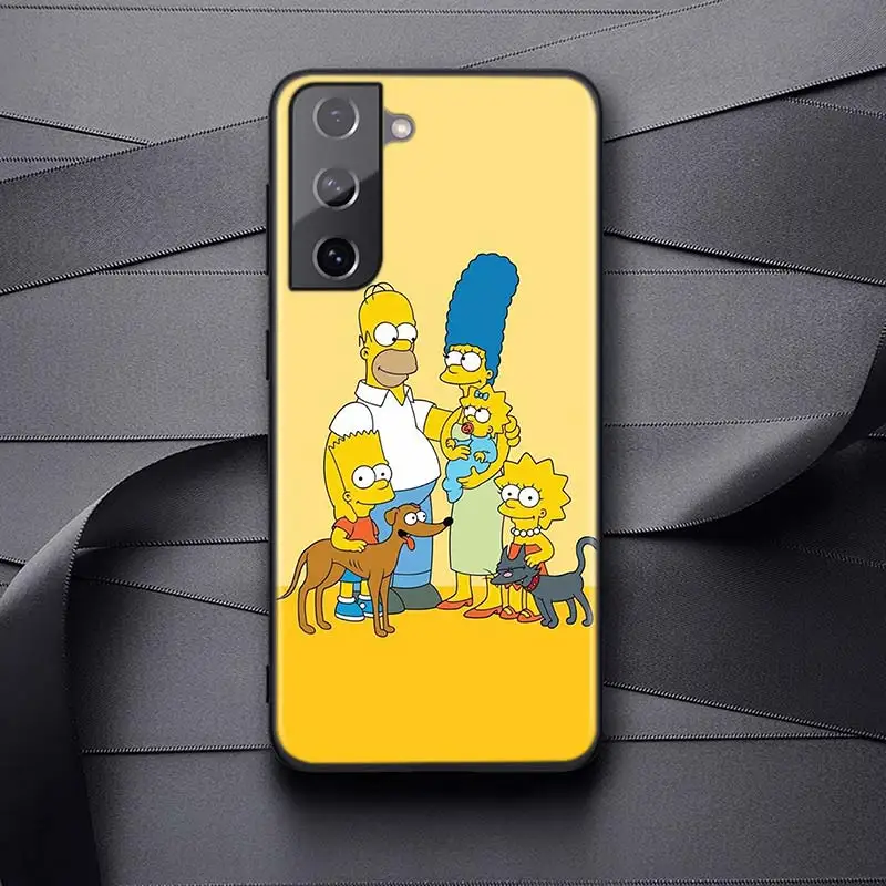 The Simpsons Soft Black Cover For Samsung Galaxy S22 S21 S20 FE Ultra S10 S10e Lite S9 Plus Pro Phone Case kawaii phone cases samsung