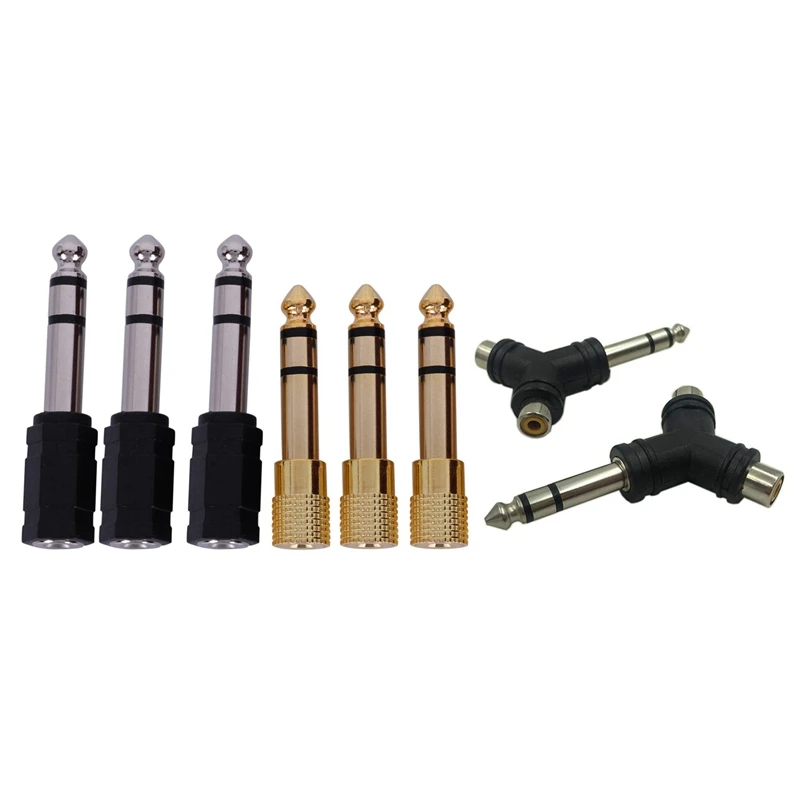 8 Pcs 6.35Mm 1/4 Inch Male Plug Adapter : 2 Audio Splitter 1 Stereo To RCA Female Jack Y with 6 3.5 Mm(1/8 | Электроника