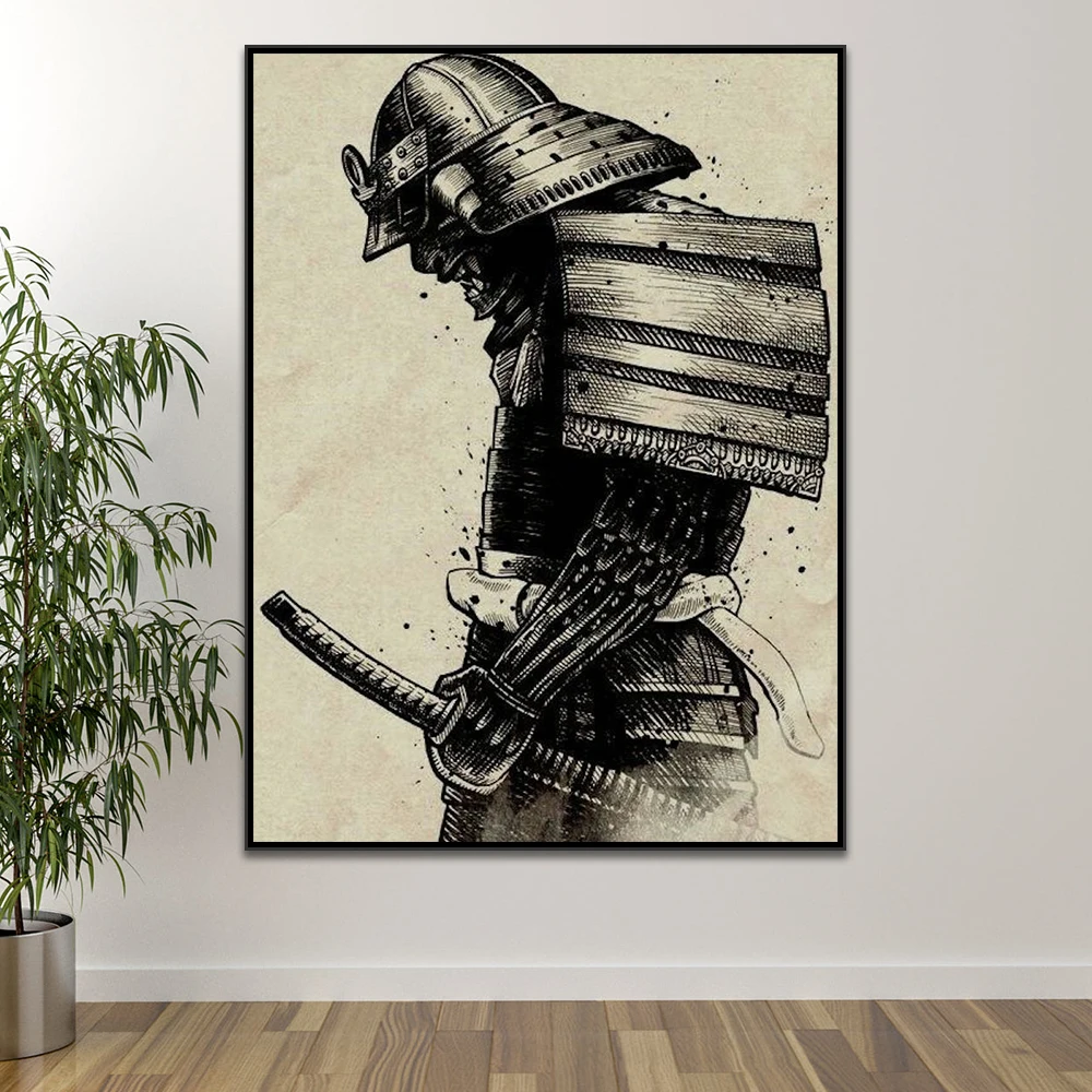 

Japanese Samurai Canvas Painting Modern Posters and Prints Abstract Cuadros Wall Art Pictures for Living Room Home Decoration