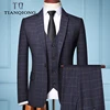2022 Three-piece Male Formal Business Plaids Suit for Men's Fashion Boutique Plaid Wedding Dress Suit ( Jacket + Vest + Pants ) ► Photo 3/6