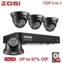 ZOSI 8CH CCTV система 8CH сеть TVI DVR с 1 ТБ HDD 4 шт. 1280TVL IR Всепогодная система камер домашней безопасности комплекты видеонаблюдения