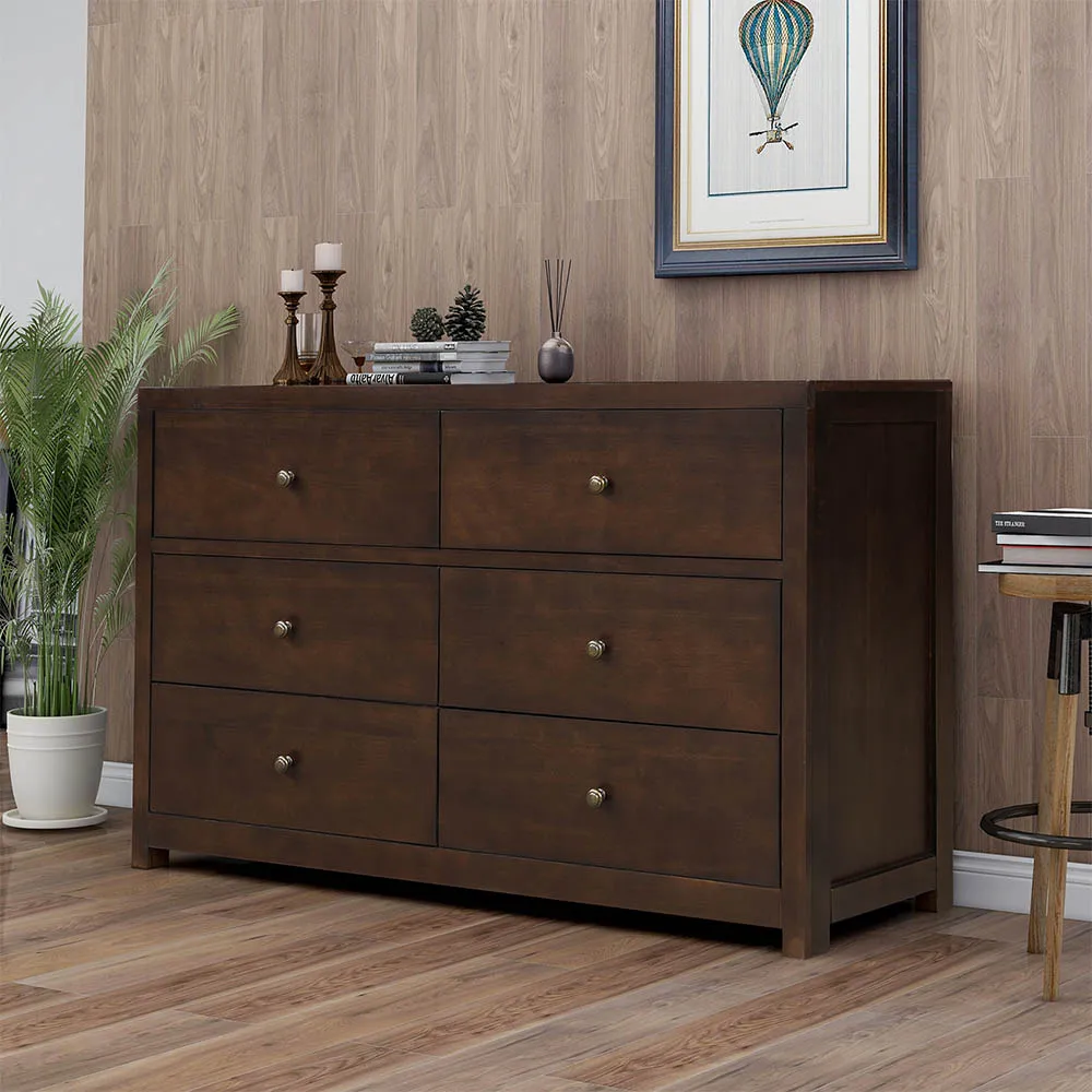 

Retro Nostalgia 6 Large Dresser Drawers Home Furniture Night Table Living Room Cabinet Bedroom Nightstand Filing Storage Cabinet