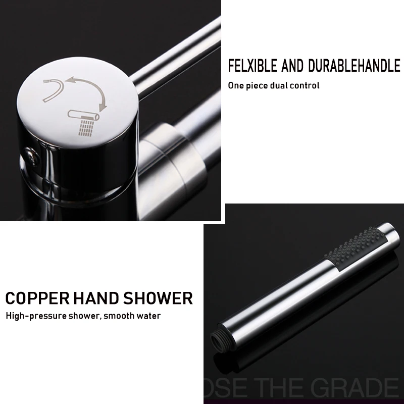 Bathtub Standing Faucet Shower Faucet 360 Rotation Swivel Spout Flexible Hand Tap Mixer Shower
