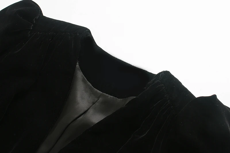 CFK, женское бархатное зимнее пальто, новая мода, однотонный, v-образный вырез, длинный рукав, толстый, теплый, пэтчворк, бант, черные куртки
