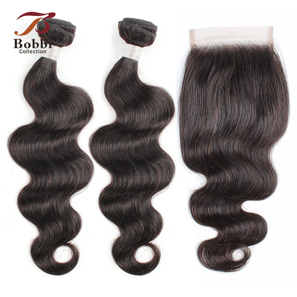 Коллекция BOBBI перуанские пучки волнистых волос с закрытием натуральный цвет не Реми человеческие волосы плетение 3/4 пучков с закрытием шнурка