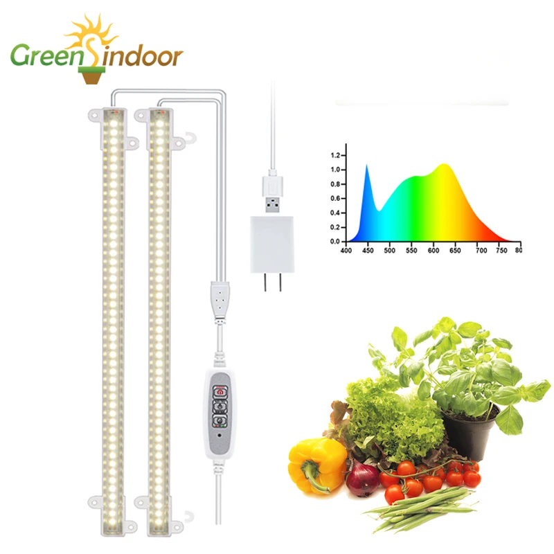 

Grow Tent Phytolamp For Plants Full Spectrum Grow Light Bars USB Timer Setting Hydroponics System Desktop Plants Lamp Warm White
