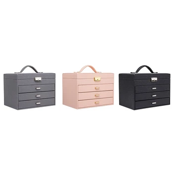 

Large Jewelry Packaging & Display Box Armoire Dressing Chest with Clasps Bracelet Ring Organiser Carrying Cases