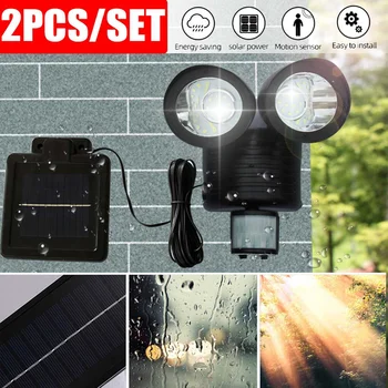 

22 LED Solar Light Double Head Human Body Motion Sensor Solar Lamp Outdoor Waterproof Pathway Emergency Spotlight W/Solar Panel