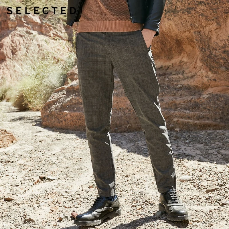 SELECTED Men's Slim Fit Woolen Plaid Pants S|419114553 | Мужская одежда