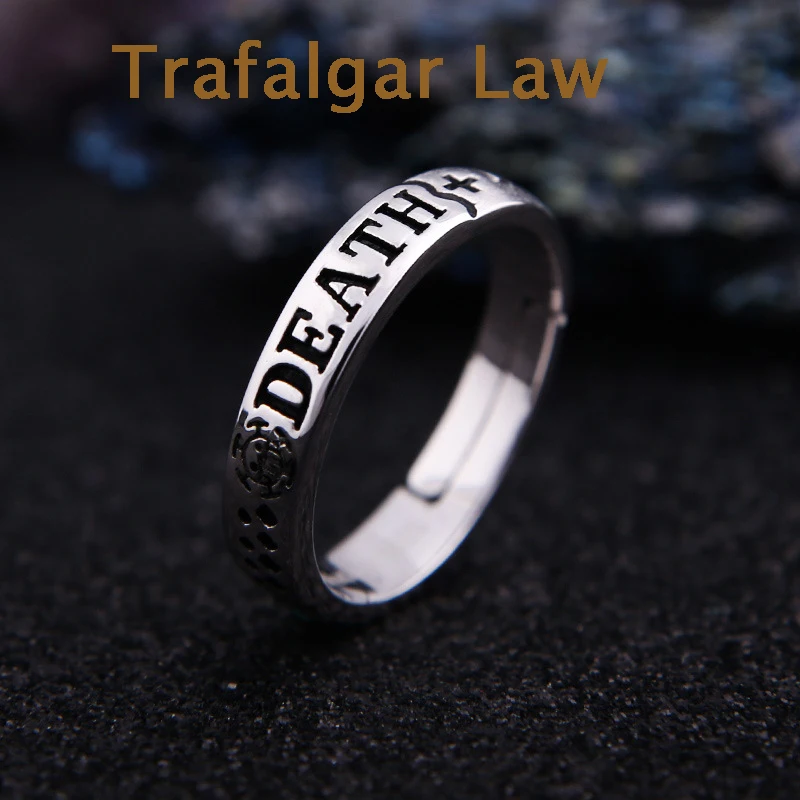 Anime Trafalgar Law Luffy Hat Portgas D Ace Adjustable Ring for Men Women 925 Sterling Silver Rings Cosplay Jewelry 2