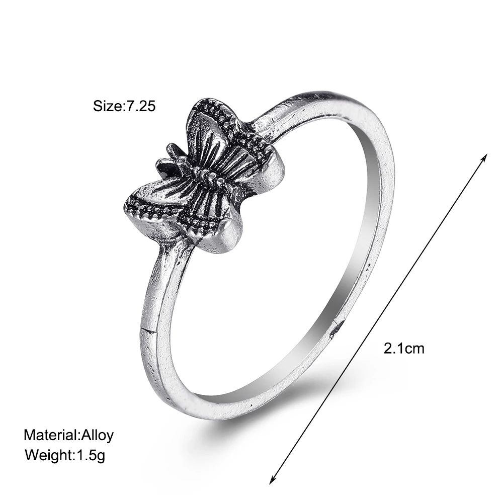 Punk Gothic Heart Ring Set for Women Black Dice Vintage Spades Ace Silver Plated Retro Rhinestone Charm Billiards Finger Jewelry