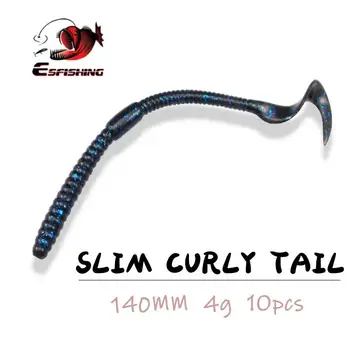 

ESFISHING 2018 New Fishing Worm Lure Soft Slim worm 140mm 4g 10pcs Leurre Souple Crankbait Squid Lure Bass Fishing Wobbler
