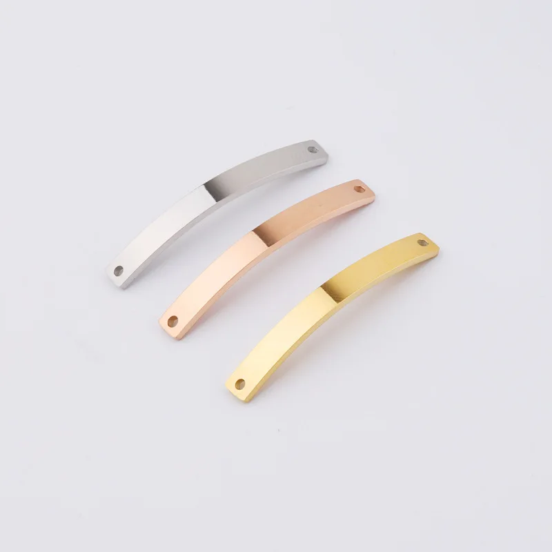 

50pc 4*39mm Mirror Finish Stainless steel Blank Long Curved Bar Charm For Necklace DIY Women Handmade Jewelry Making