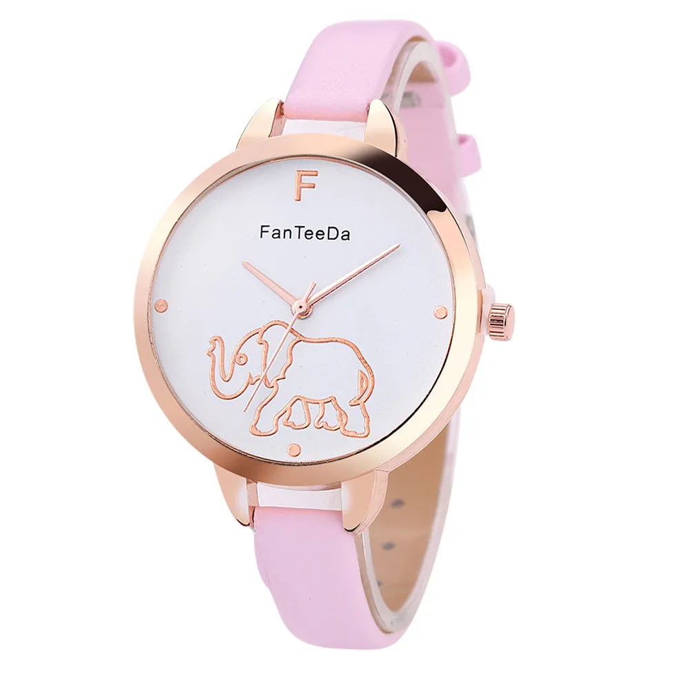 

PESIRM Featured Women's Watches Elephant Pattern Dial Ladies Fashion Quartz Wristwatch