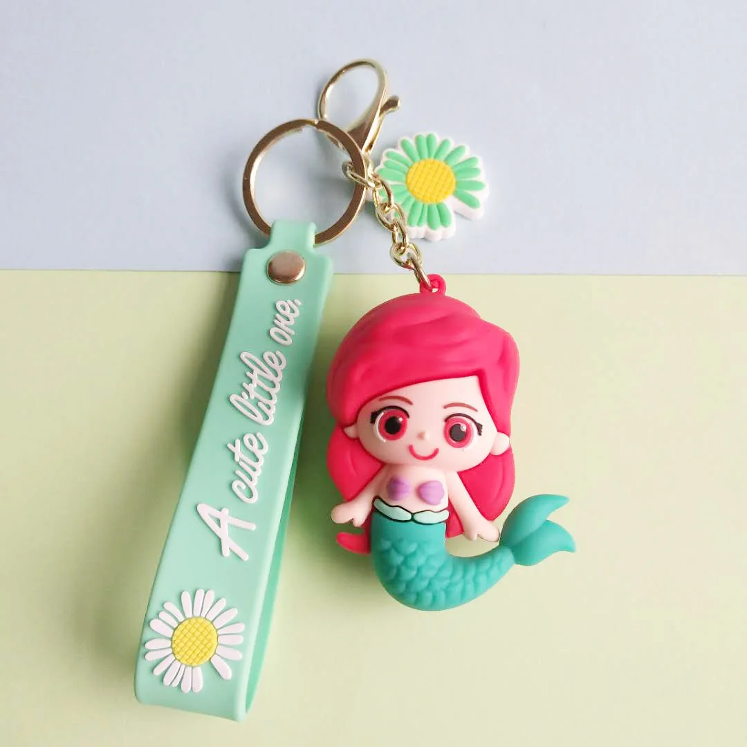 Anime Disney Cartoon Princess Key Chain Lady Ins Web Celebrity Gift Keychain Cute Mermaid Doll Pendant Keyring