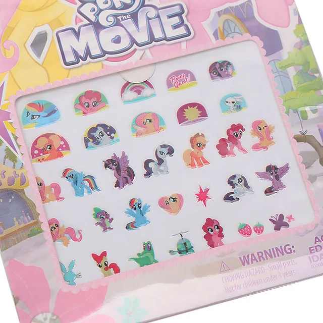 5pcs Frozen Princess elsa Anna My Little Pony Nail Stickers Kids Makeup set Nail Stickers 3D Rainbow Pinkie Pie For Girls Toys 4
