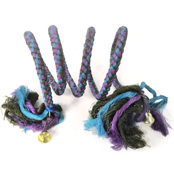 

5 Pcs Bird Swing Hanging Parrot Spiral Rope Toys with Bells Chewing String Perch 95AA