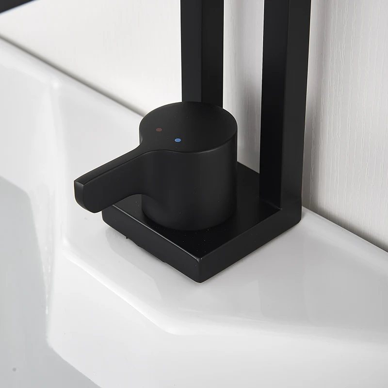 Красивый дизайн матовый черный бортике Ванная комната смеситель раковина кран для горячей и холодной воды, водопроводный кран для раковины