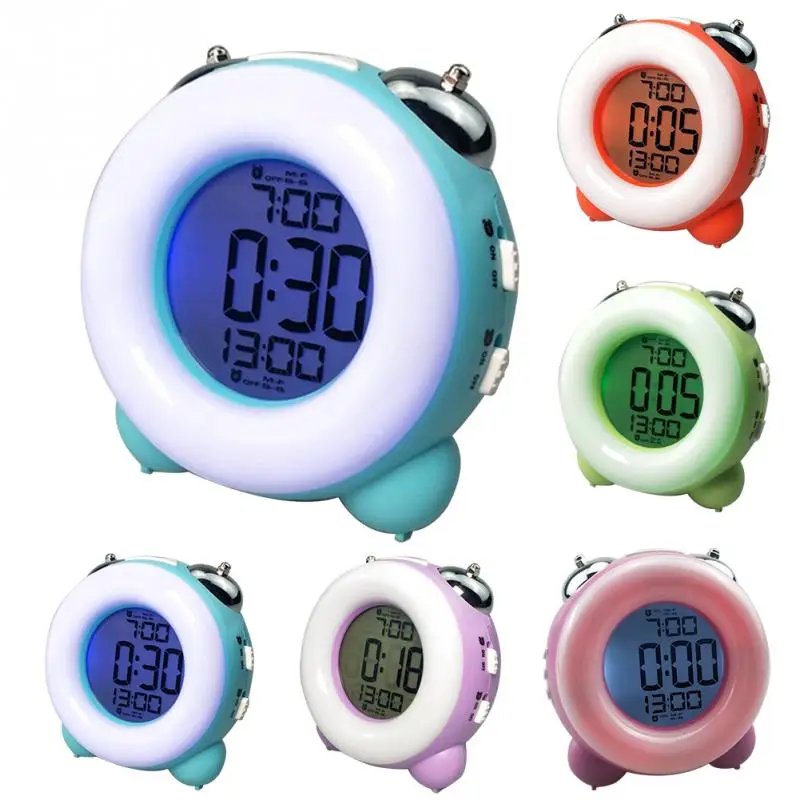 

Circular Alarm Clock Non Ticking Electronic Multifunction Easy Reading Loud Room Battery Powered With Dual Setting Children