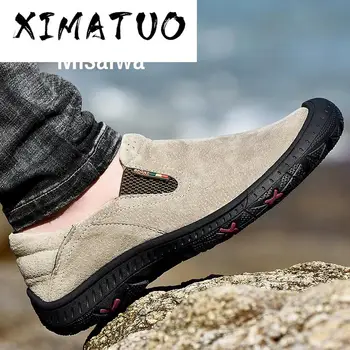 

Over Size 38-48 Men's Casual Loafers Leather Male Daily Shoes Suede Leather Lightweight Soft Firm Round Toe Male Flats