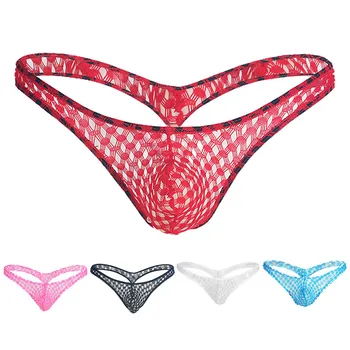

Men Sheer Thong Mesh Net Jockstrap Solid Micro Sexy Mens T-back Underwear Male Stretchy G-string Tanga Mens Underwear Gay