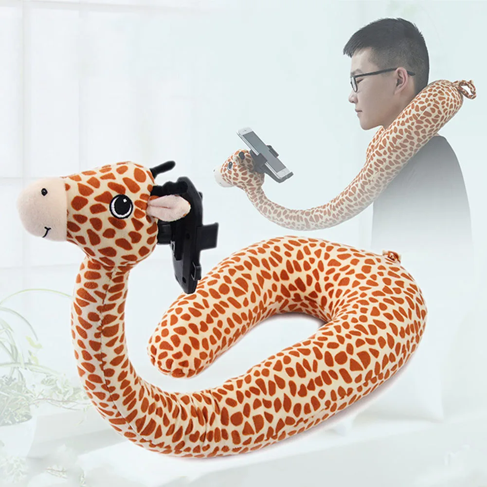 Giraffe 2 в 1, легкий милый держатель для мобильного телефона, подушка для путешествий, Офисная подушка для головы, u-образная сетка, автомобильное сиденье, переносное с памятью из пены - Цвет: Giraffe