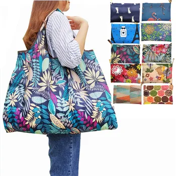 

Fashion Reusable Eco-Friendly Bags Grocery Foldable Shopping Bag Large Capacity Lightweight Folding Tote Shoulder Packs Femme