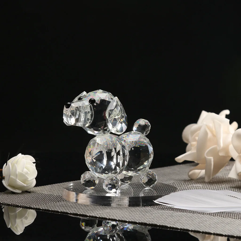 

Clear Crystal Lovely Dog Figurine Handmade Miniature Glass Animal Craft Home Car Decor Ornament Trinket Gift Children Toy