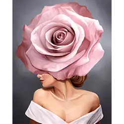 Vibrant Floral & Female Silhouette DIY Oil Painting on Canvas - Home Decor Art Kit - 60x75cm diy frame (4640)