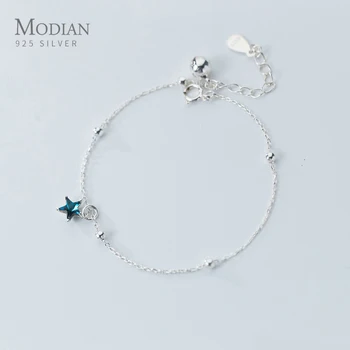 

Modian Genuine 925 Sterling Silver Blue Star Little balls Adjustable Charm Bracelet or Anklet for Women Fashion Fine Jewelry