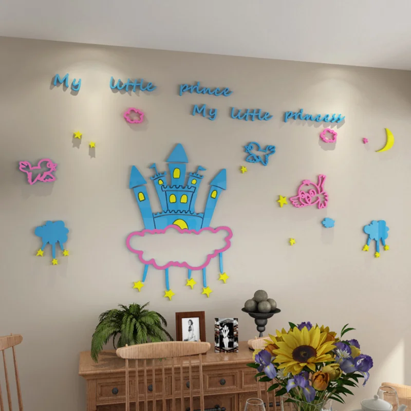 

Princess Castle 3D acrylic wall stickers for kids room decoration