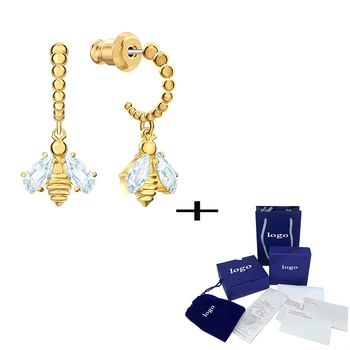 

Fashion Gorgeous Bee Crystal Pierced Earrings Gold Exquisite Lucky Lady For Girlfriends Romantic Gifts