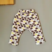 Зимние штаны для мальчиков; повседневные теплые брюки из плотного флиса с изображением животных; длинные штаны с коричневым медведем для маленьких детей; леггинсы