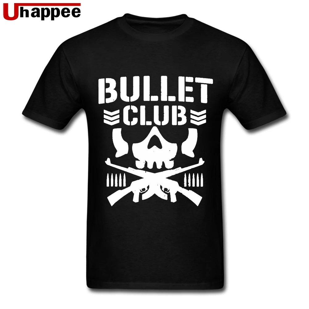 Брендовые футболки по индивидуальному заказу Bullet Club Guys с коротким рукавом и круглым вырезом Мягкие хлопковые рубашки для мужчин Boyfriend простой модный стиль - Цвет: Черный