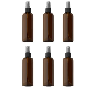 

6Pcs Fine Mist Spray Bottles 100ml Empty Clear Plastic Refillable Bottle for Essential Oils Cologne Perfume Brown