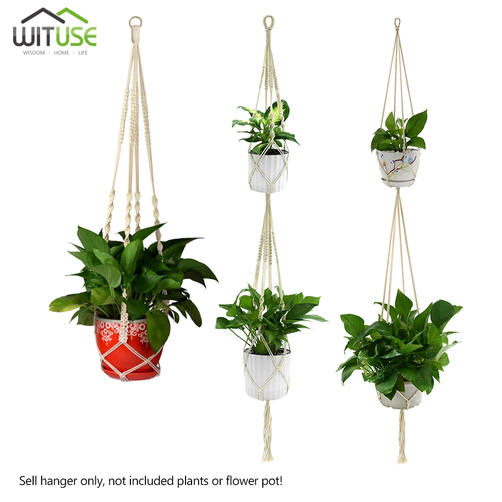 

Handmade Macrame Plant Hanger Vintage Cotton Linen Flowerpot Basket Lifting Rope Hanging Basket Pot Holder Garden Tools