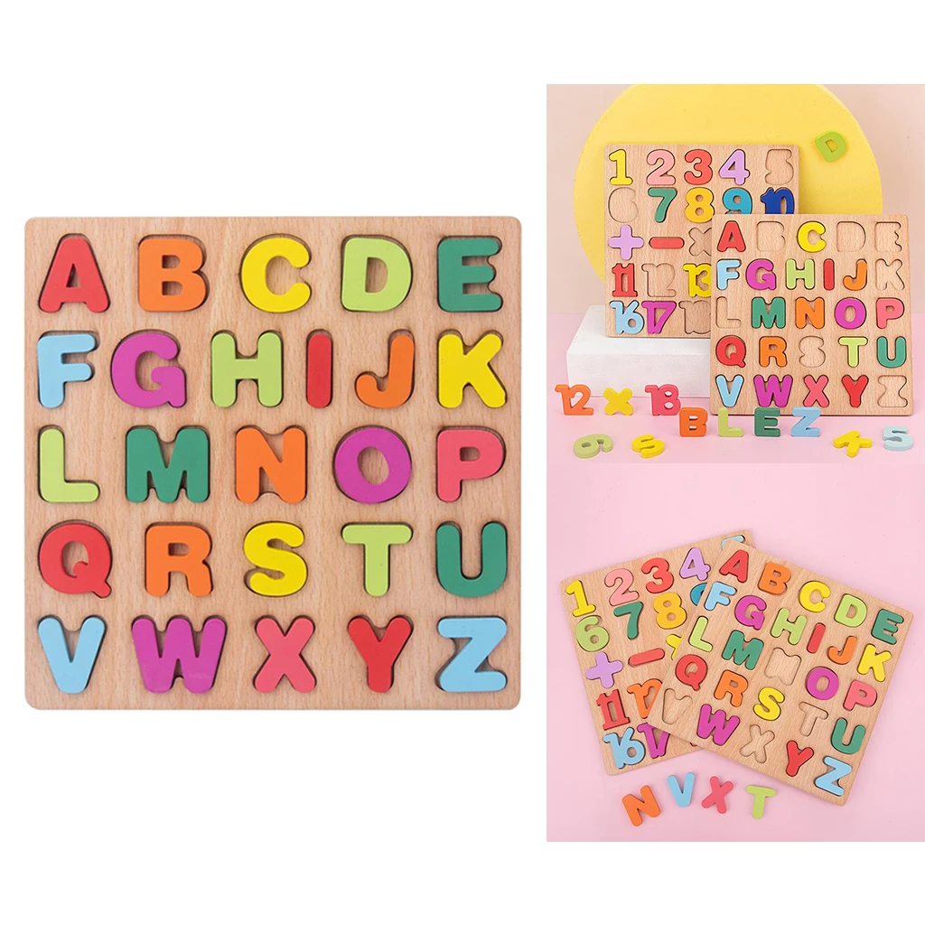 Montessori Wooden Blocks Puzzle Board Set Educational Toys ABC Alphabet Letter Preschool Montessori Wooden Toy Kids Gift 4