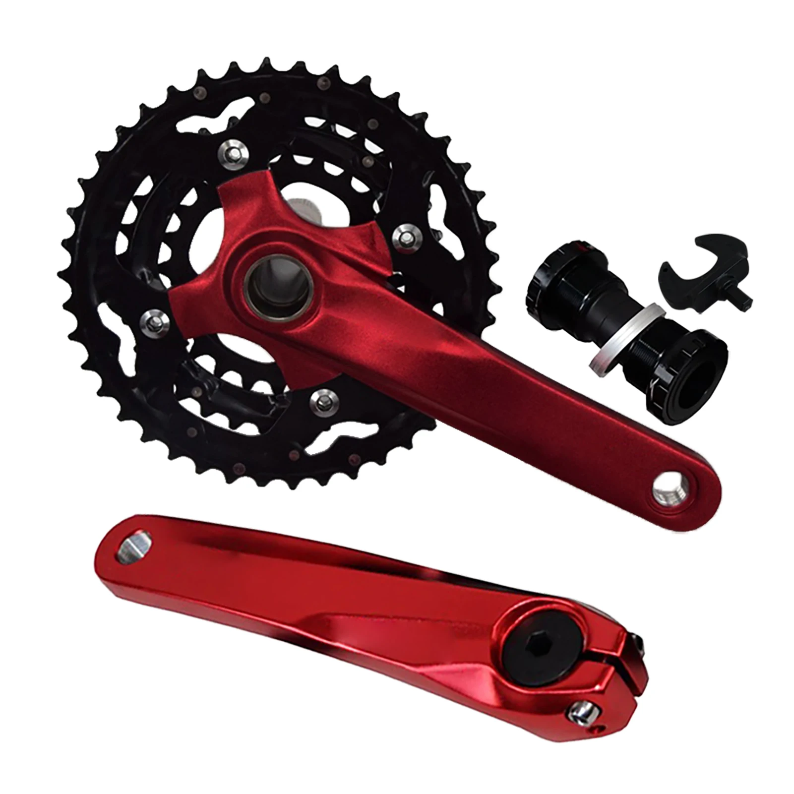 Lightweight 24T 32T 42T Repair Aluminium Alloy 30 Speed Durable Cycling Bottom Bracket Hollowed Mountain Bike Bicycle Crankset | Спорт и