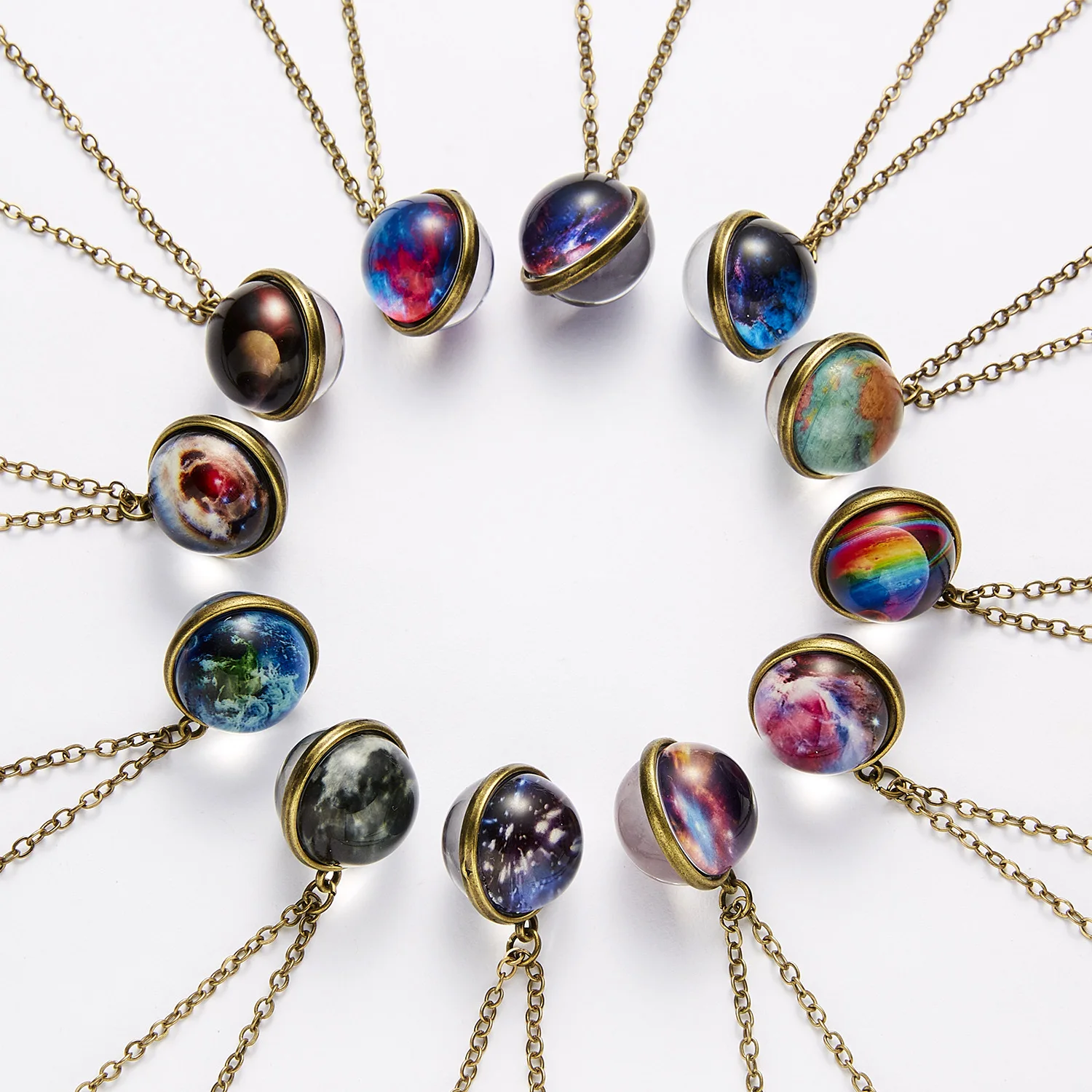 

SEDmart Fashion Vintage Galaxy Nebula Universe Luminous Pendant Necklace for Womne Creative Universe Star Statement Jewelry