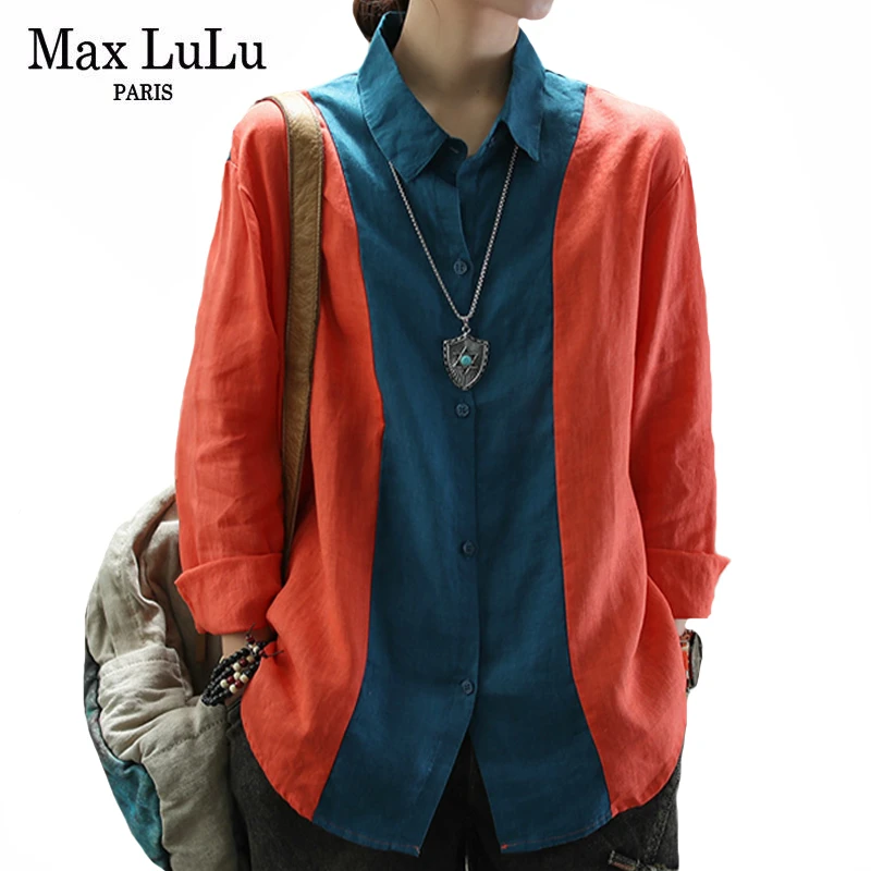 Max LuLu 2020 Осенняя корейская модная стильная одежда женские льняные Топы