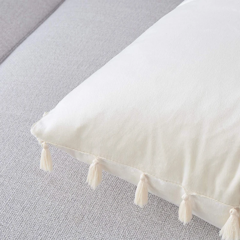 Pack of 2 Velvet Soft Solid Christmas Decorative Throw Pillow Cover with Tassels Fringe Boho Accent Cushion Case for Couch Sofa Pack of 2 Velvet Soft Solid Christmas Decorative Throw Pillow Cover with Tassels Fringe Boho Accent Cushion Case for Couch Sofa