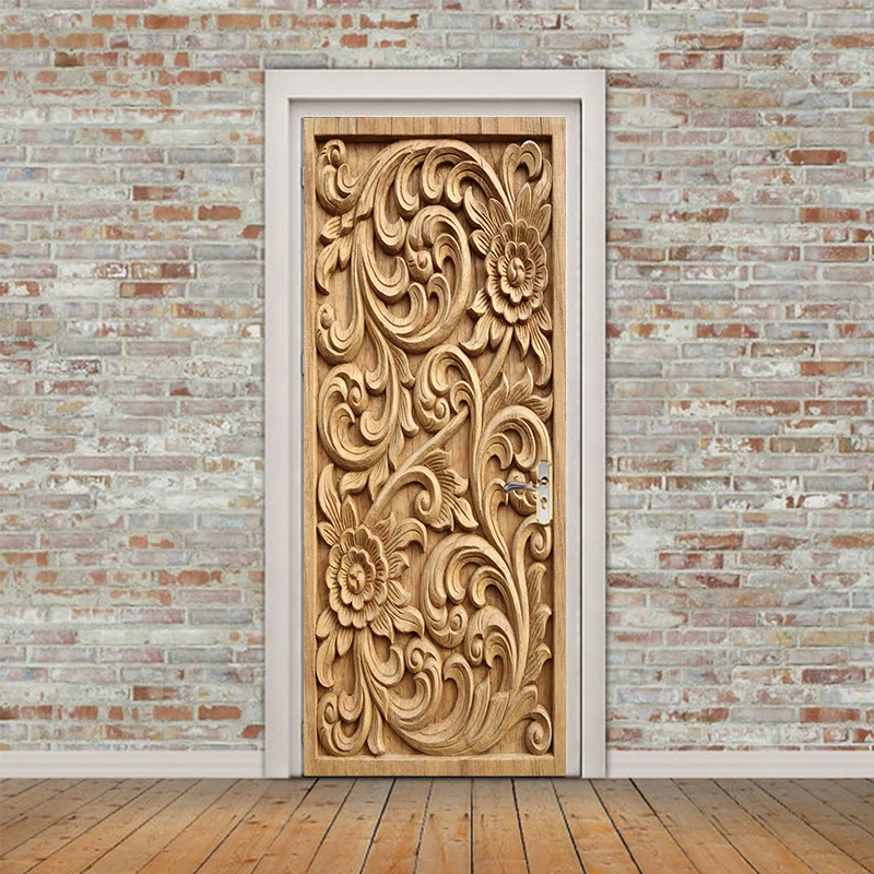 Günstig Selbstklebende Renovierung Europäischen Erleichterung DIY PVC Aufkleber Auf Tür Wasserdicht Eingang Hause Dekoration Aufkleber Drucken Kunst Bild